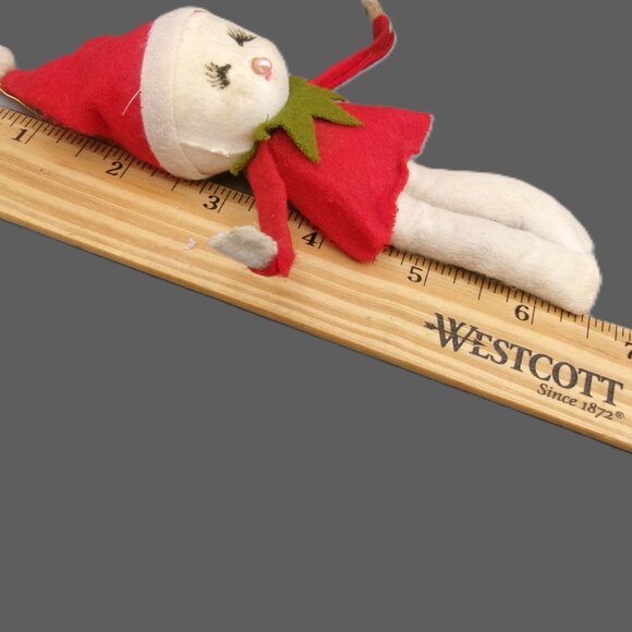 Vintage Snowbabies Pixie Elf Felted Flocked Christmas Ornament, Japan - Picture 6 of 6